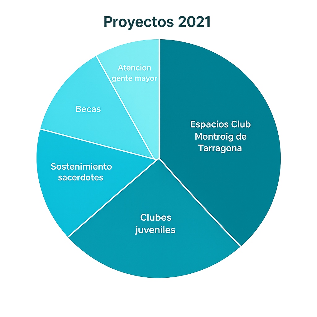 Gráfico de distribución de los proyectos de la Fundación Montseny en 2021